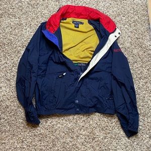 Vintage 90s Nautica Windbreaker Jacket w/ Hood